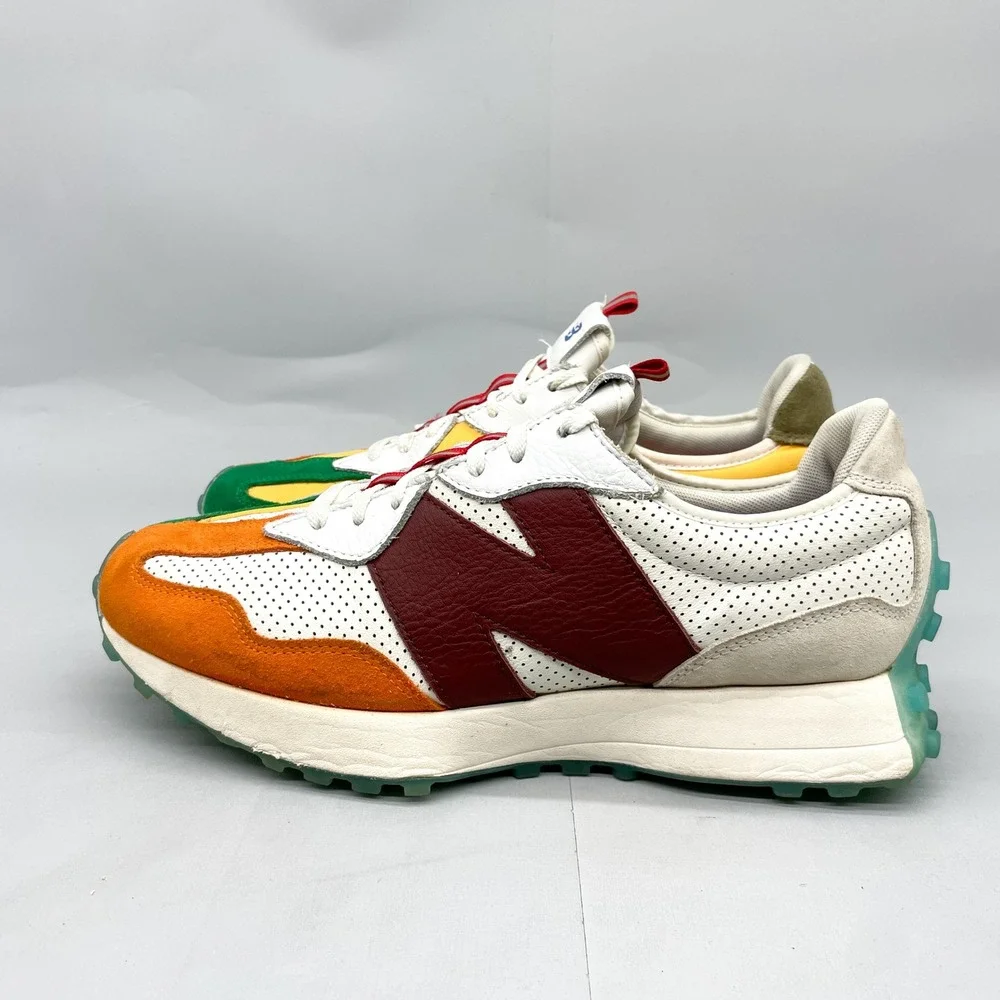 New Balance 327 Dejounte Murray Mens 11.5 Heat Up Sneakers White Orange Green